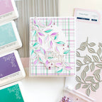 Pinkfresh Studio Joyful Day Dies 244424 purple and turquoise leaves sending birthday wishes | color-code:ALT01