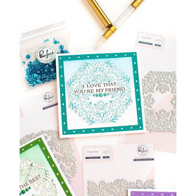 Pinkfresh Studio Floral Octagon Frame Die 217223 Note Cards | color-code:ALT01