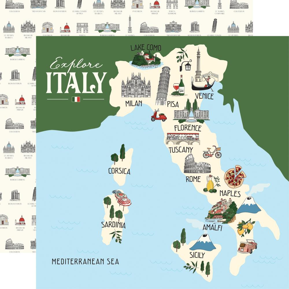 Carta Bella Italy 12 x 12 Collection Kit cbi472016 Map Of Italy