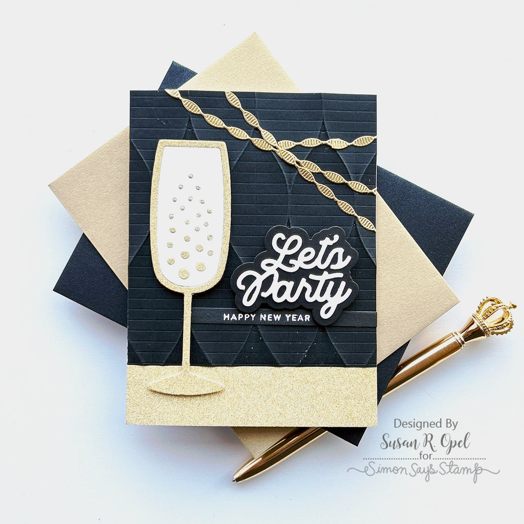 CZ Design Champagne Flute Wafer Die czd220 Diecember New Years Card