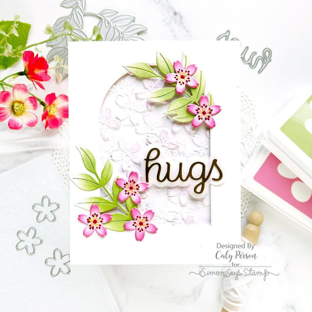 Simon Says Stamp Embossing Folder and Cutting Dies Cherry Blossom sfd315 Be Bold Hugs Card  | color-code:ALT04