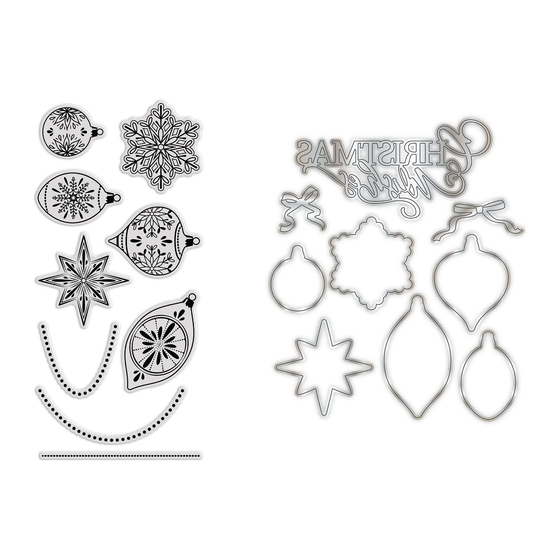 Chloe's Creative Cards Gilded Baubles Die and Stamp Set c-diest-gbau pieces
