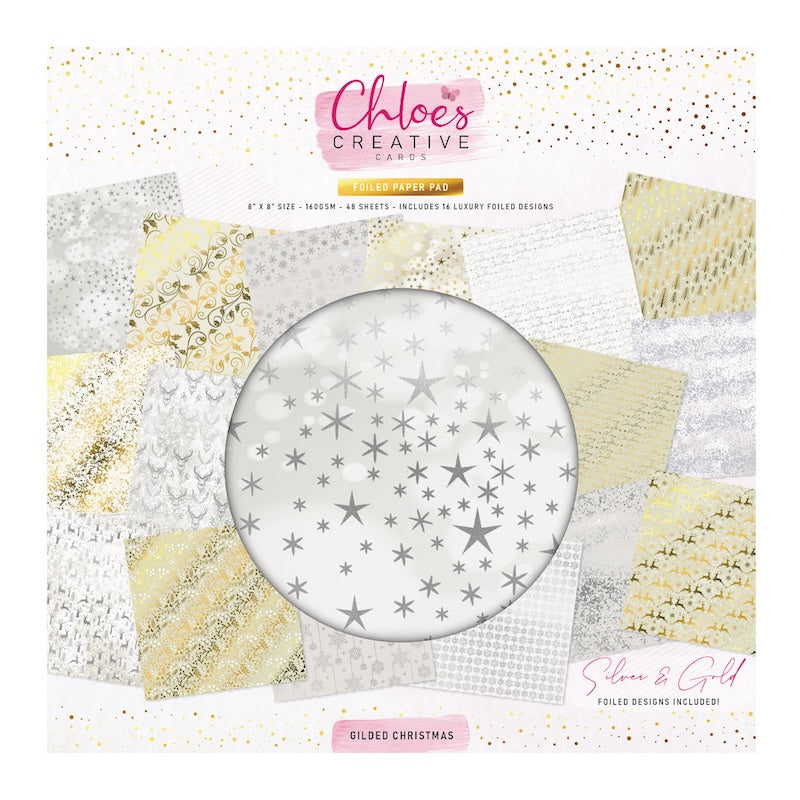 Chloe's Creative Cards Gilded Christmas 8x8 Foiled Paper Pad c-fpad-gildc pad