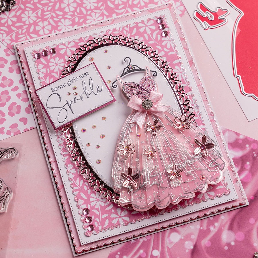 Chloe's Creative Cards Princess Dress Die and Stamp Set c-diest-princd sparkle