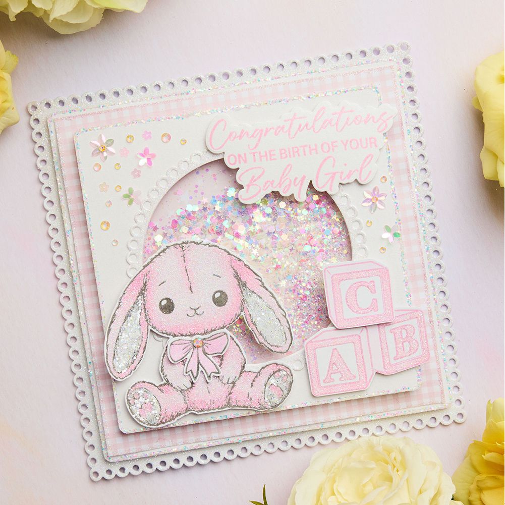 Chloe’s Creative Cards Sentiment Baby Girl Die and Stamp Set c-diest-sengir bunny