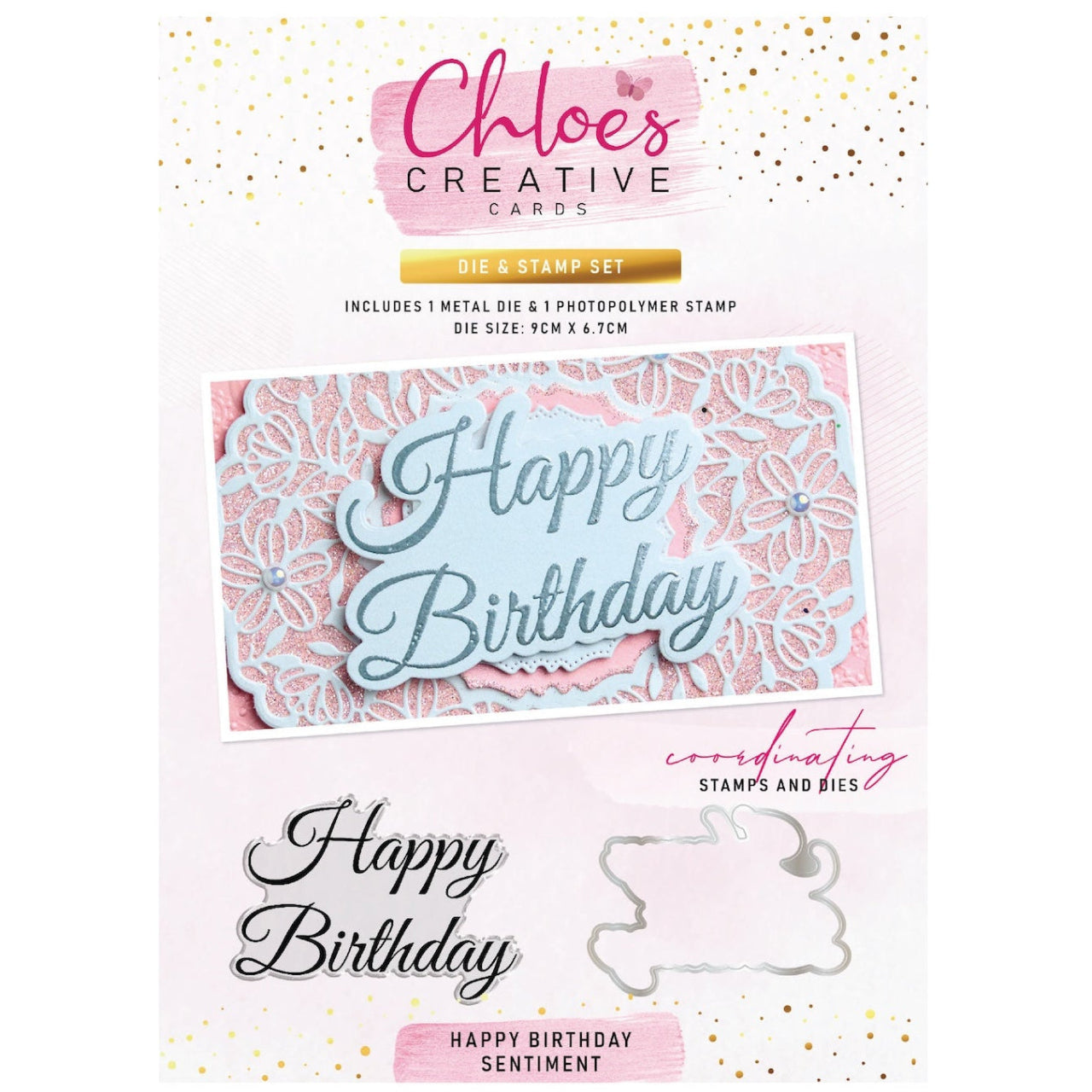 Chloe's Creative Cards Sentiment Happy Birthday Stamp and Die Set c-diest-senhb