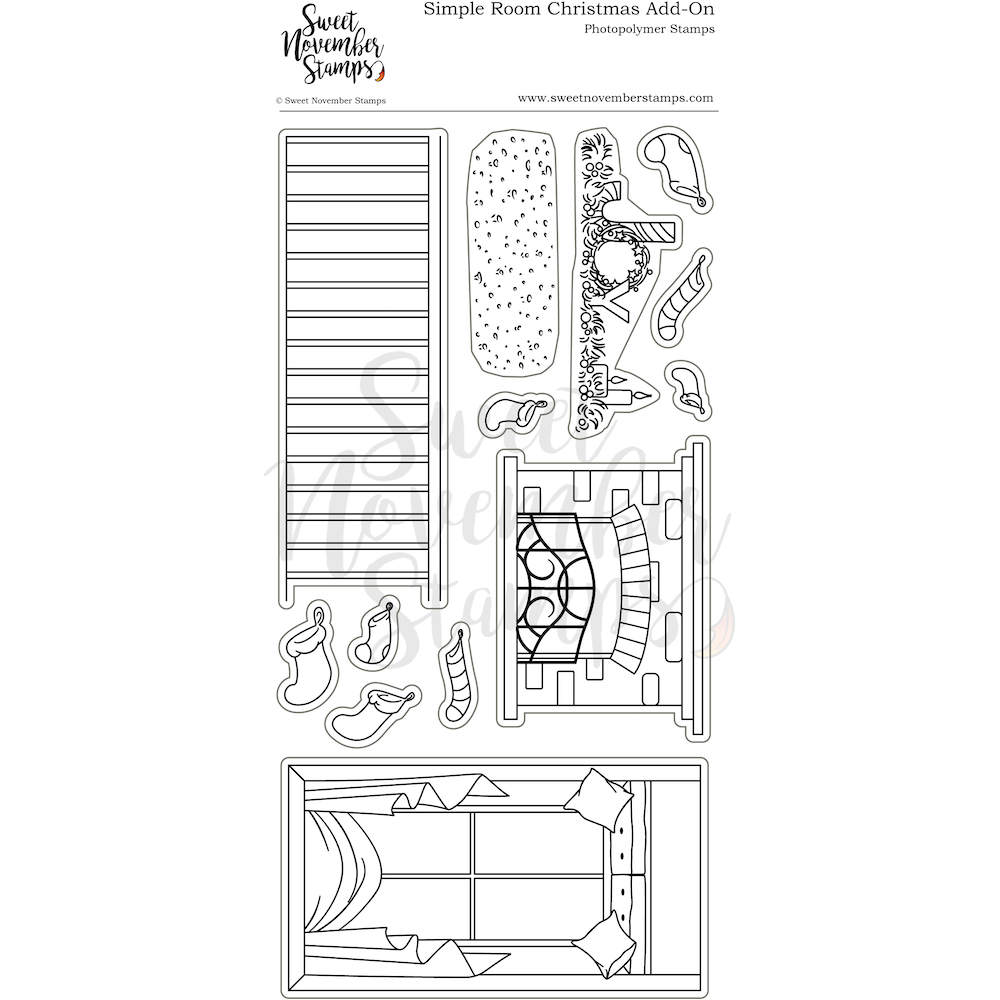 Sweet November Stamps Simple Room Christmas Add-On Clear Stamp Set snsepcr22