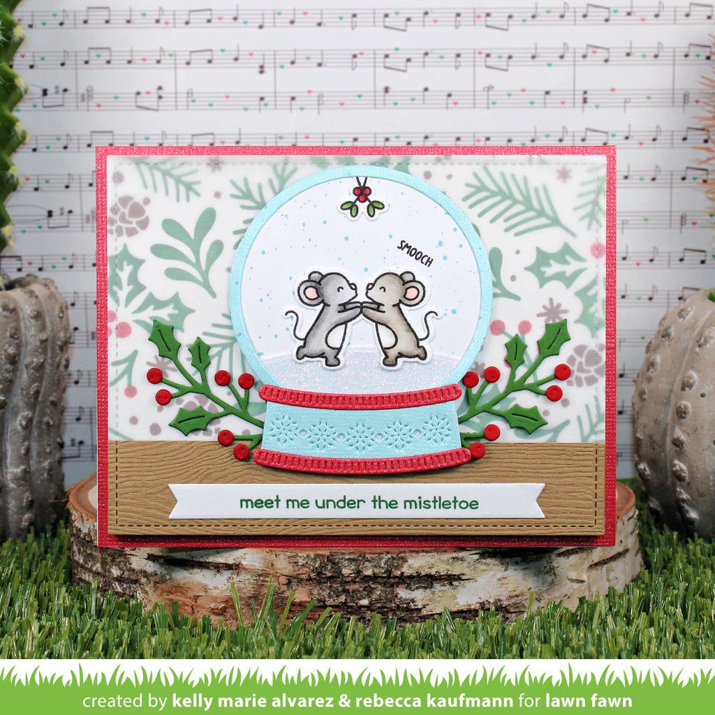 Lawn Fawn Build-A-Snowglobe Dies lf3254 under the mistletoe