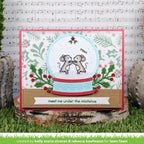 Lawn Fawn Winter Sprigs Background Stencils meet me under the mistletoe