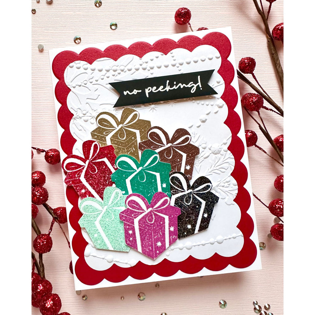 Simon Says Stamp Chunky A2 Scallop Rectangles Wafer Dies 1368sd DieCember Christmas Card