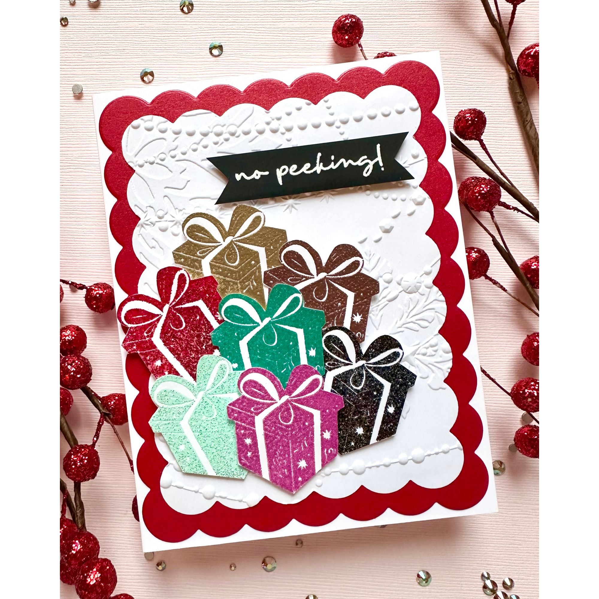 Simon Says Stamp Chunky A2 Scallop Rectangles Wafer Dies 1368sd DieCember Christmas Card