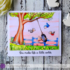 Purple Onion Designs Rustic Fence Unmounted Cling Stamp pod1384 birds and mouse card