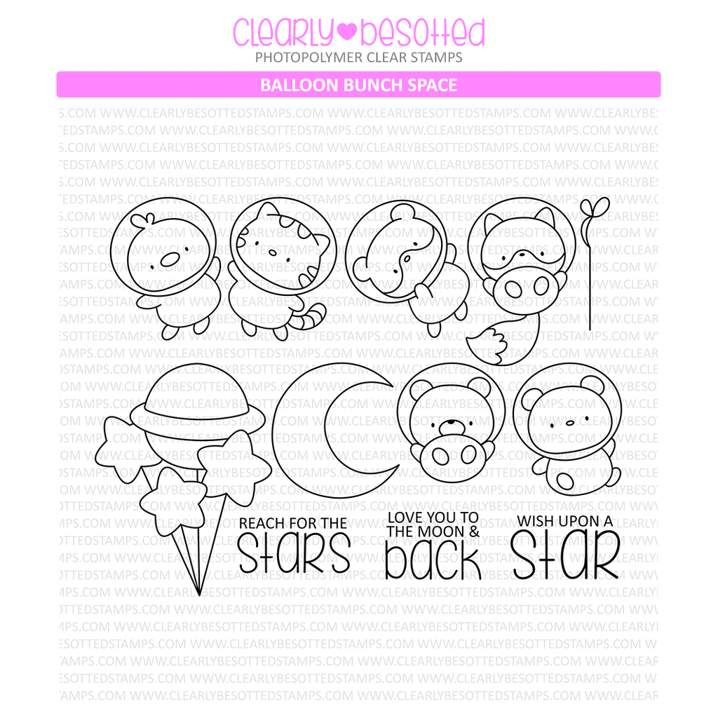 Clearly Besotted Balloon Bunch Space Clear Stamps