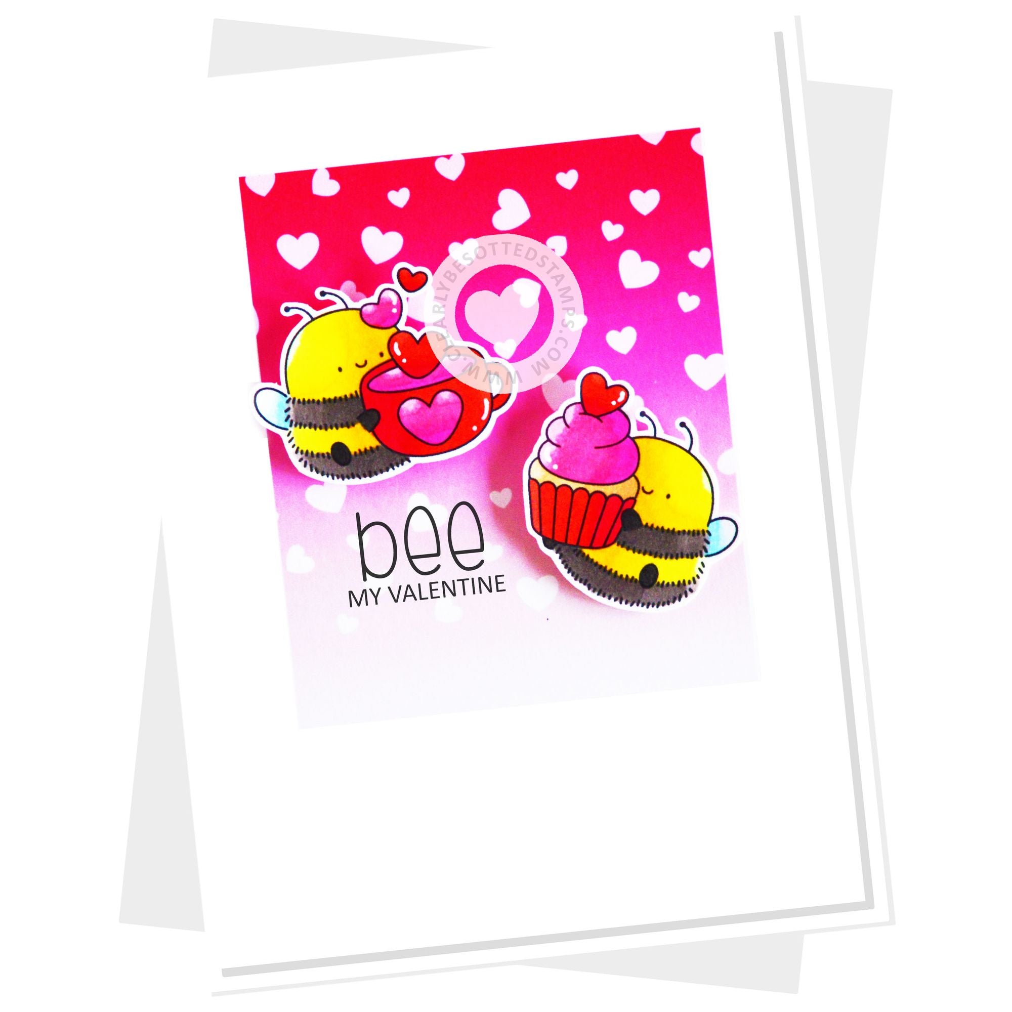 Clearly Besotted Bee Mine Clear Stamps cupcake