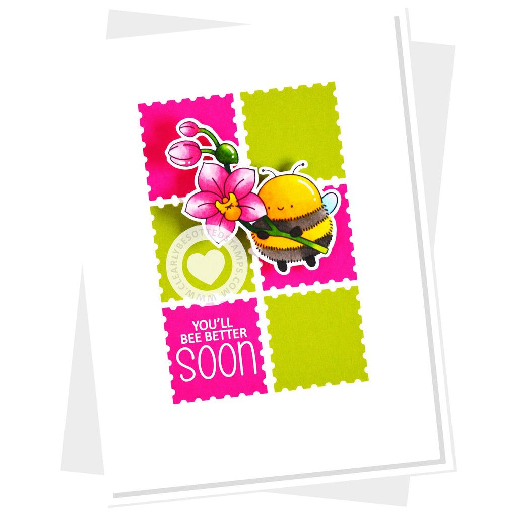 Clearly Besotted Blooming Beeday Clear Stamps pink
