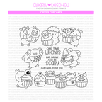 Clearly Besotted Creepy Cupcakes Clear Stamps