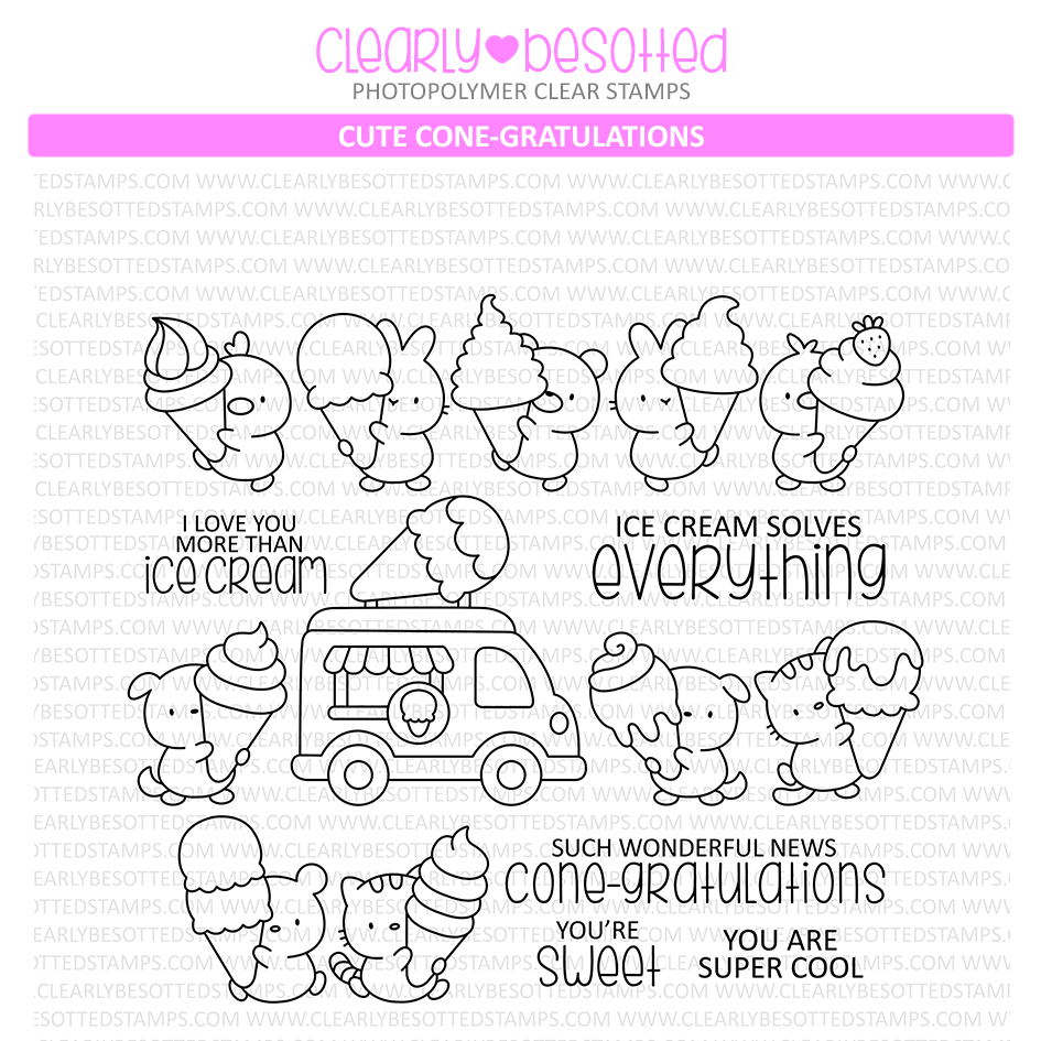 Clearly Besotted Cute Cone-gratulations Clear Stamps