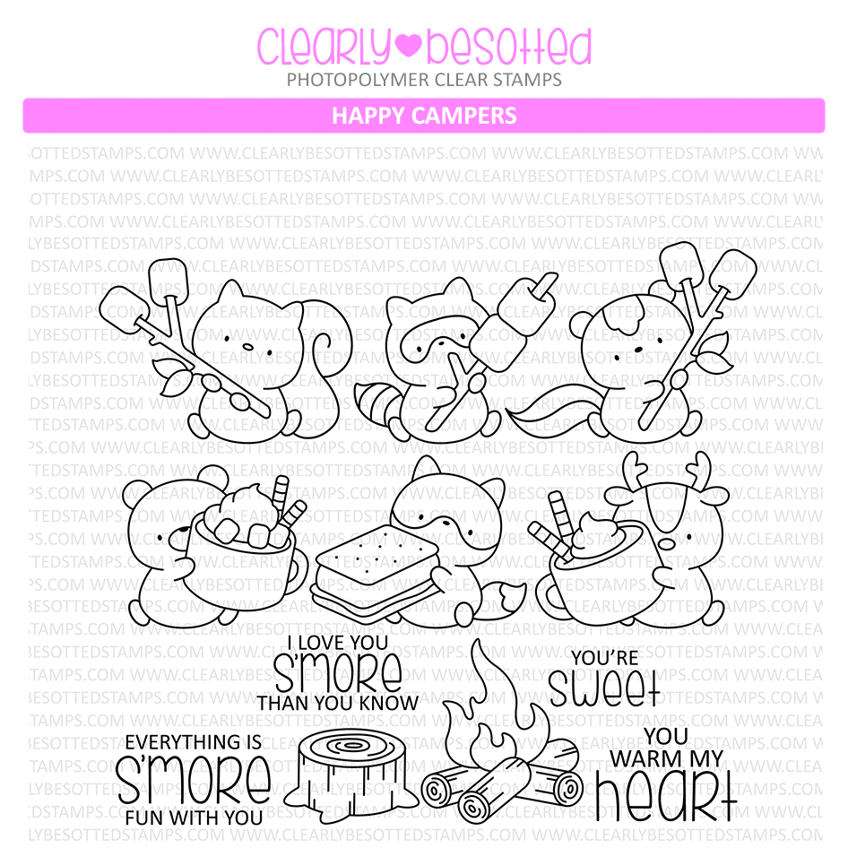 Clearly Besotted Happy Campers Clear Stamps