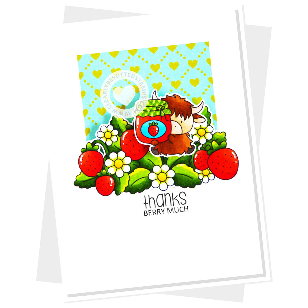 Clearly Besotted Strawberry Fields Clear Stamps hearts