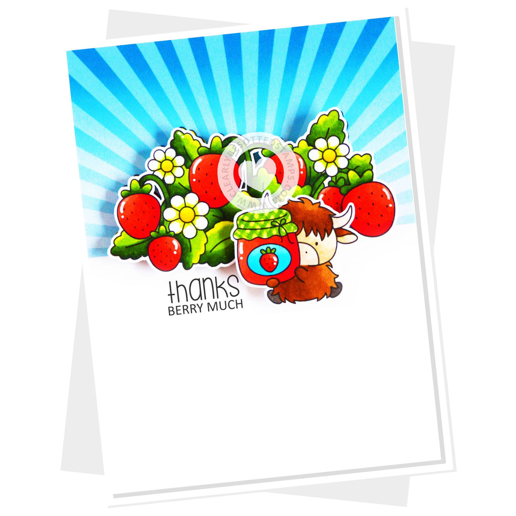 Clearly Besotted Strawberry Fields Clear Stamps thanks