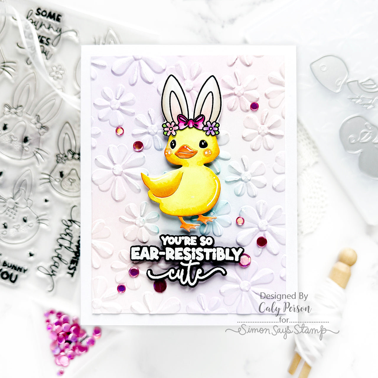 Simon Says Stamp Embellishment Mix Clematis 0325cm Rain or Shine Easter Card | color-code:ALT03