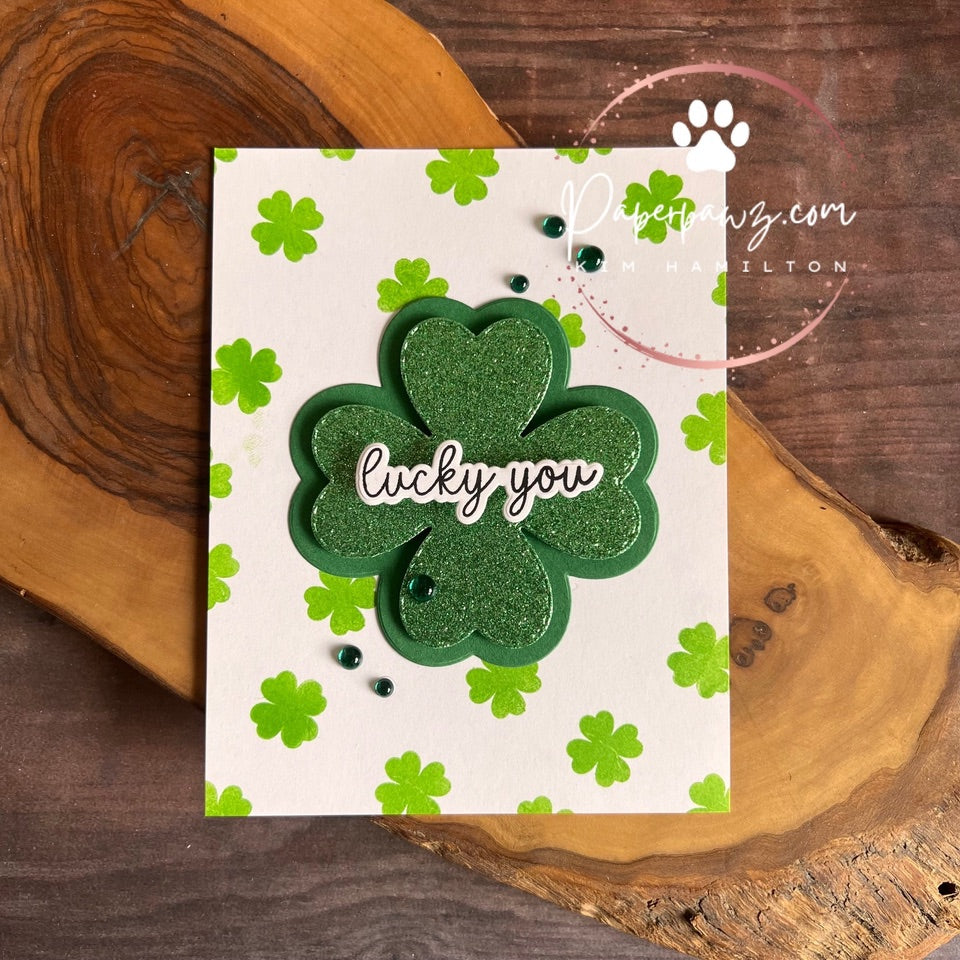 CZ Design Stamps and Dies Clover Shaker Bundle set1189cs In My Heart Lucky Card