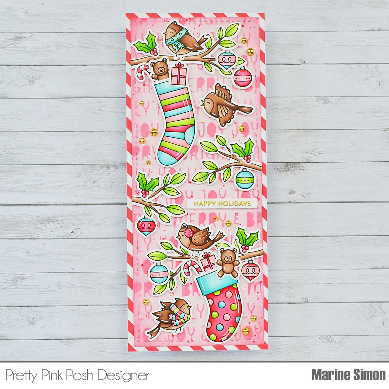 Pretty Pink Posh Holiday Stockings Coordinating Dies happy holidays