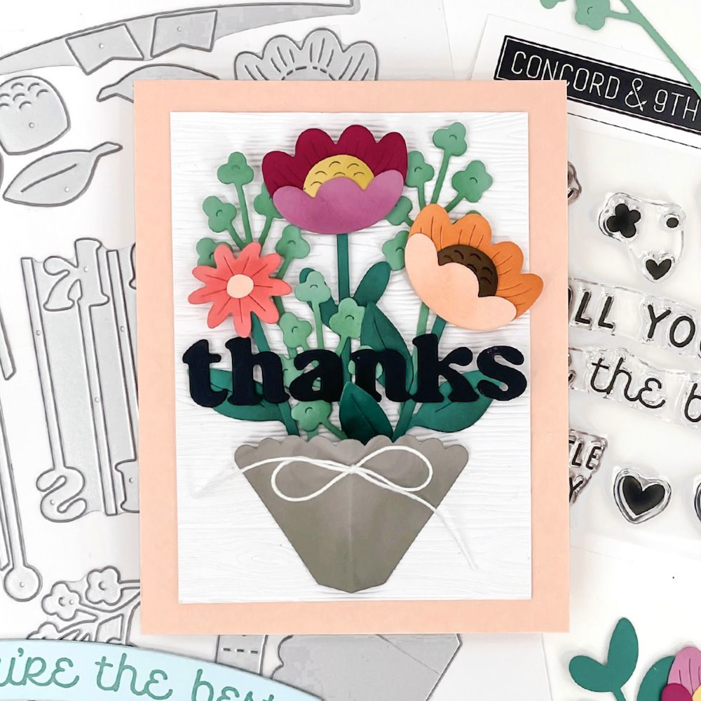 Concord & 9th Burst of Blooms Clear Stamp Set thanks