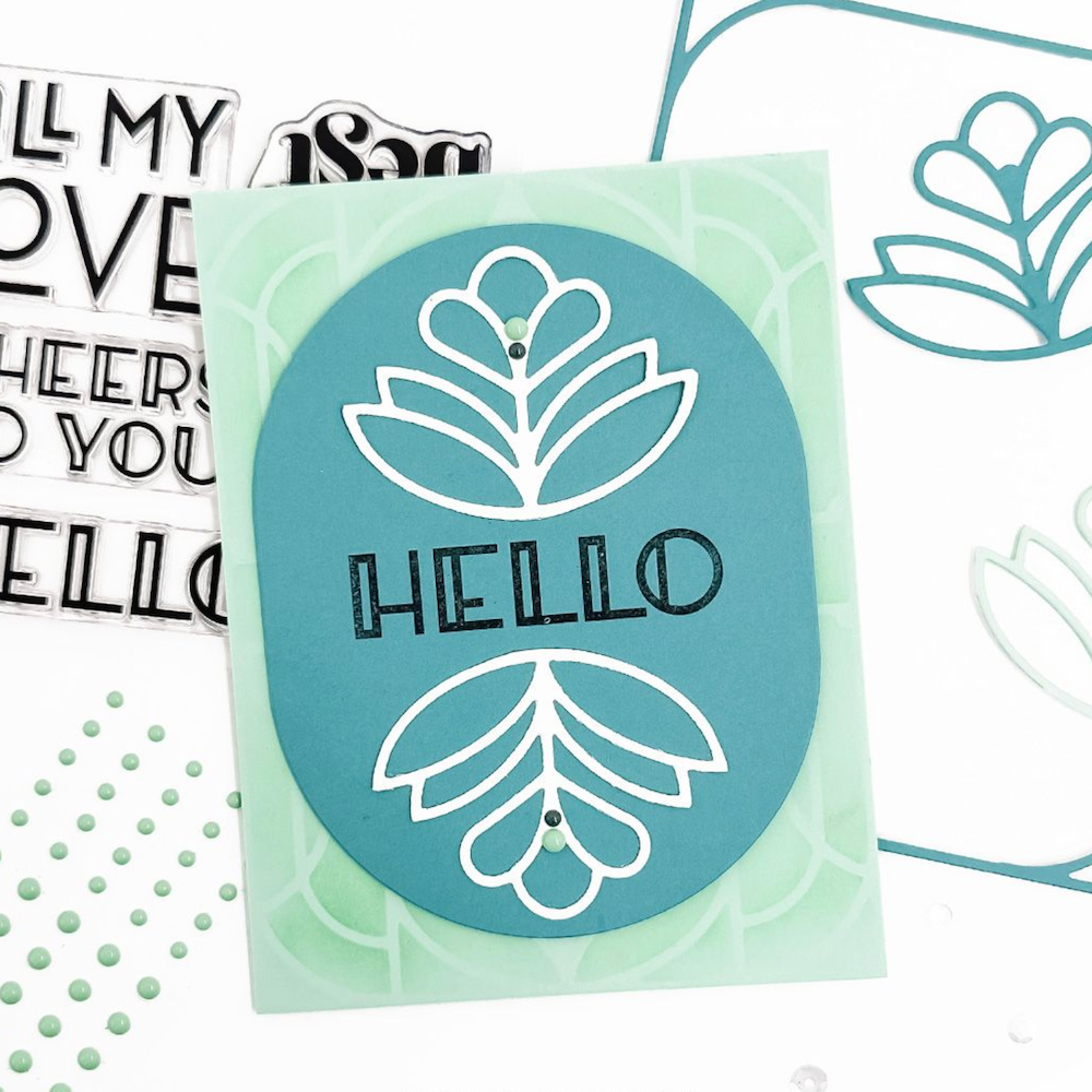 Concord & 9th Gilded Glass Clear Stamp Set 12969 hello