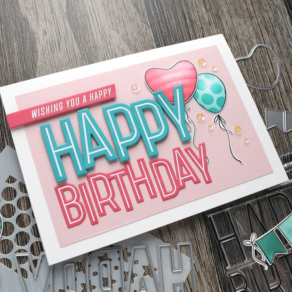 Concord & 9th Kristina Werner Banner and Balloons Stencil Set kw1045 wishing