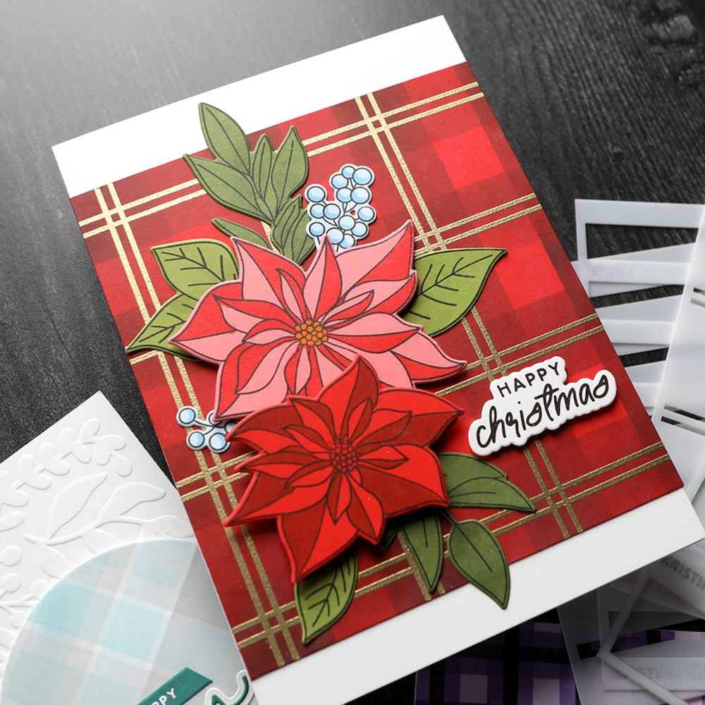 Concord & 9th Kristina Werner Pretty Poinsettias Clear Stamp Set kw1021 christmas