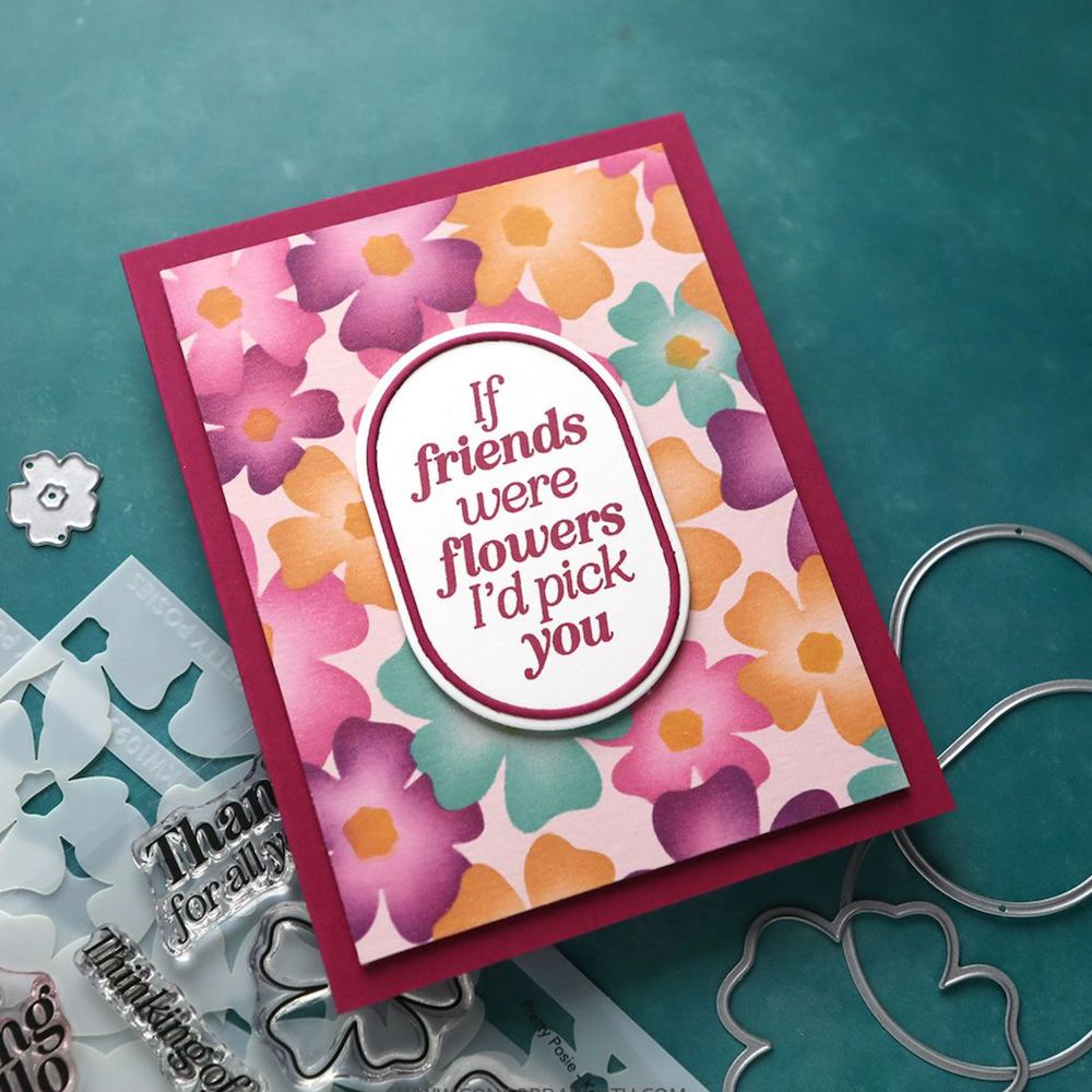 Concord & 9th Kristina Werner Pretty Posies Stamps Stencil and Die Bundle flowers