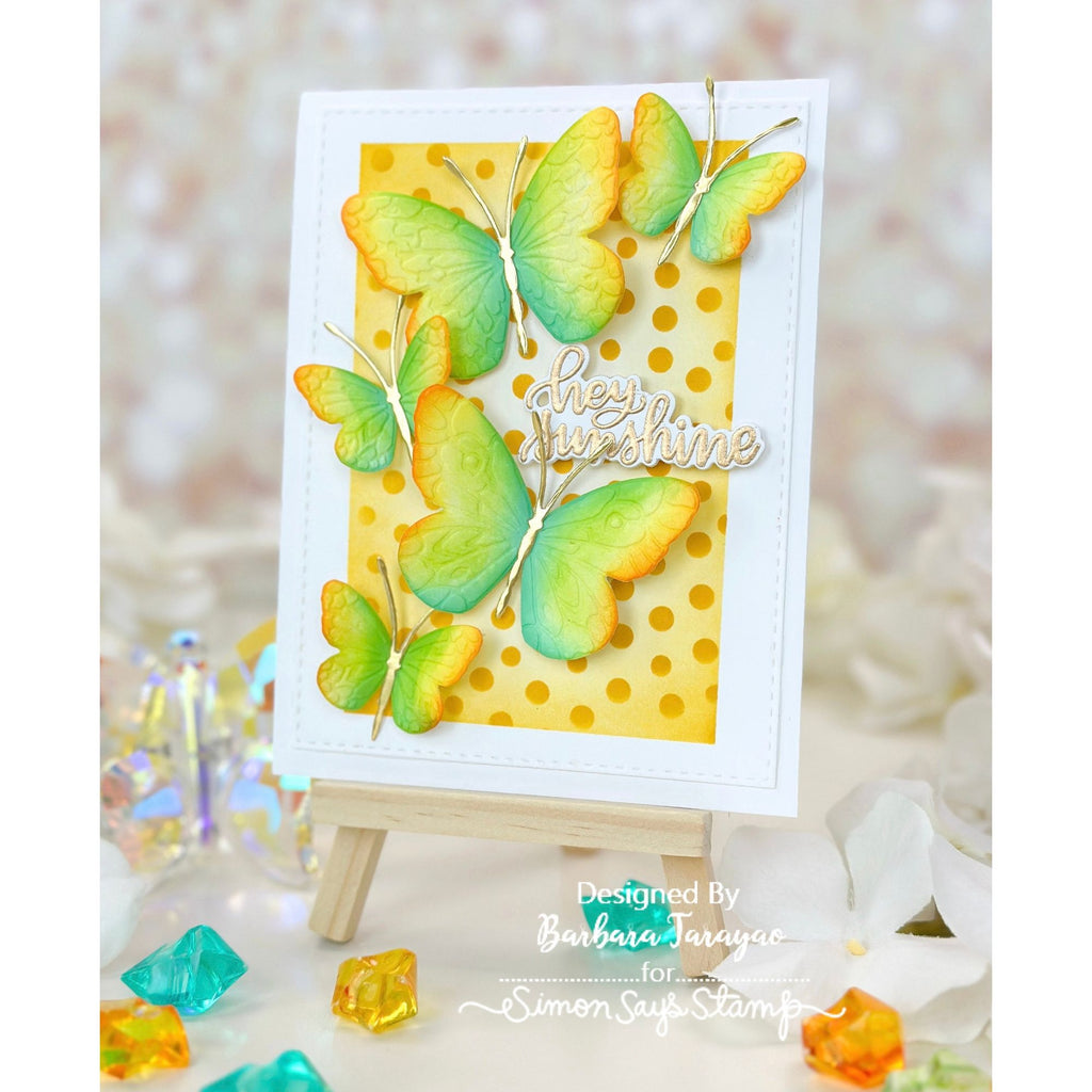 Simon Says Stamp Embossing Folder Confetti Butterflies sf511 Happy Camper Hello Card | color-code:ALT05