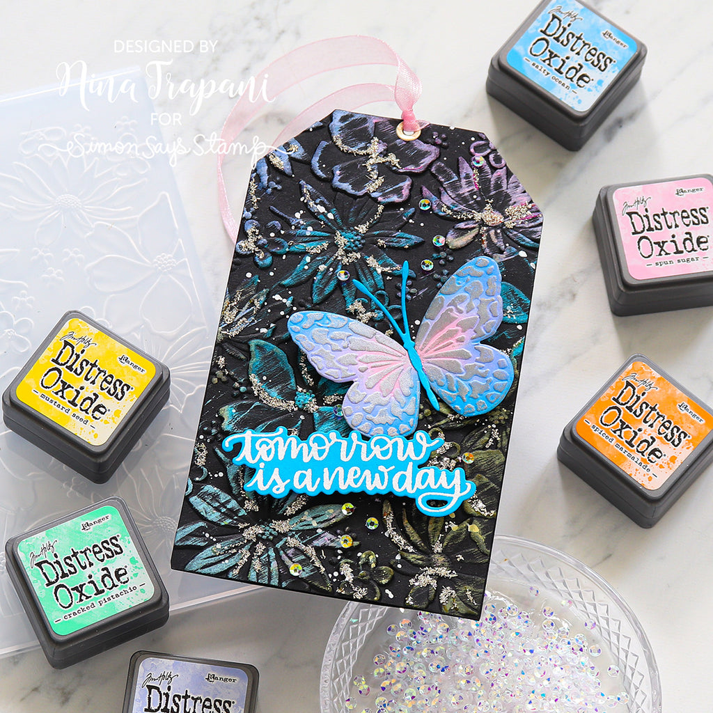 Simon Says Stamp Embossing Folder and Dies Confetti Butterflies sfd511set Happy Camper Butterfly Tag