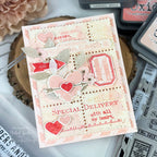 Tim Holtz Correspondence Stamps with Simon Says Stamp Dies Bundle setcs26 Valentine's Day Card