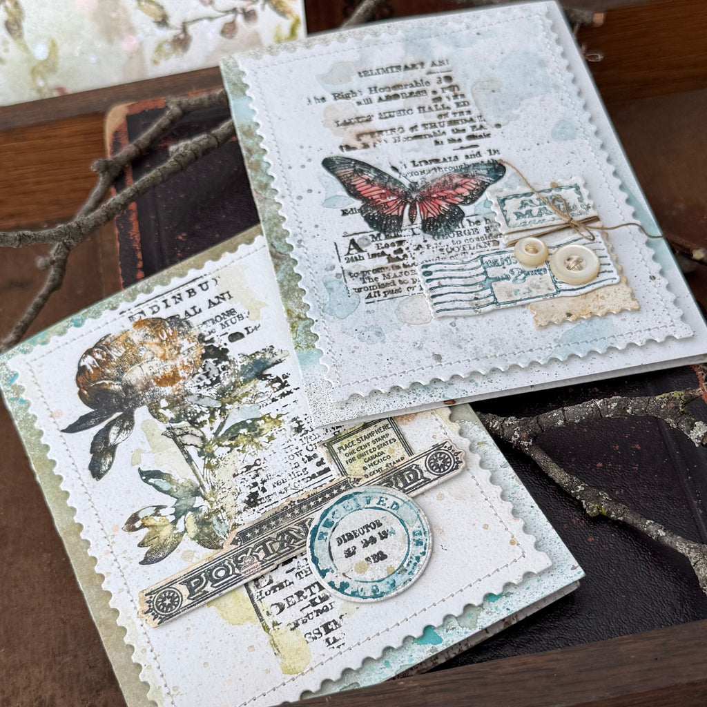 Tim Holtz Correspondence Stamps with Simon Says Stamp Dies Bundle setcs26 Vintage Cards