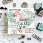 Tim Holtz Correspondence Stamps with Simon Says Stamp Dies Bundle setcs26 Miss You Card