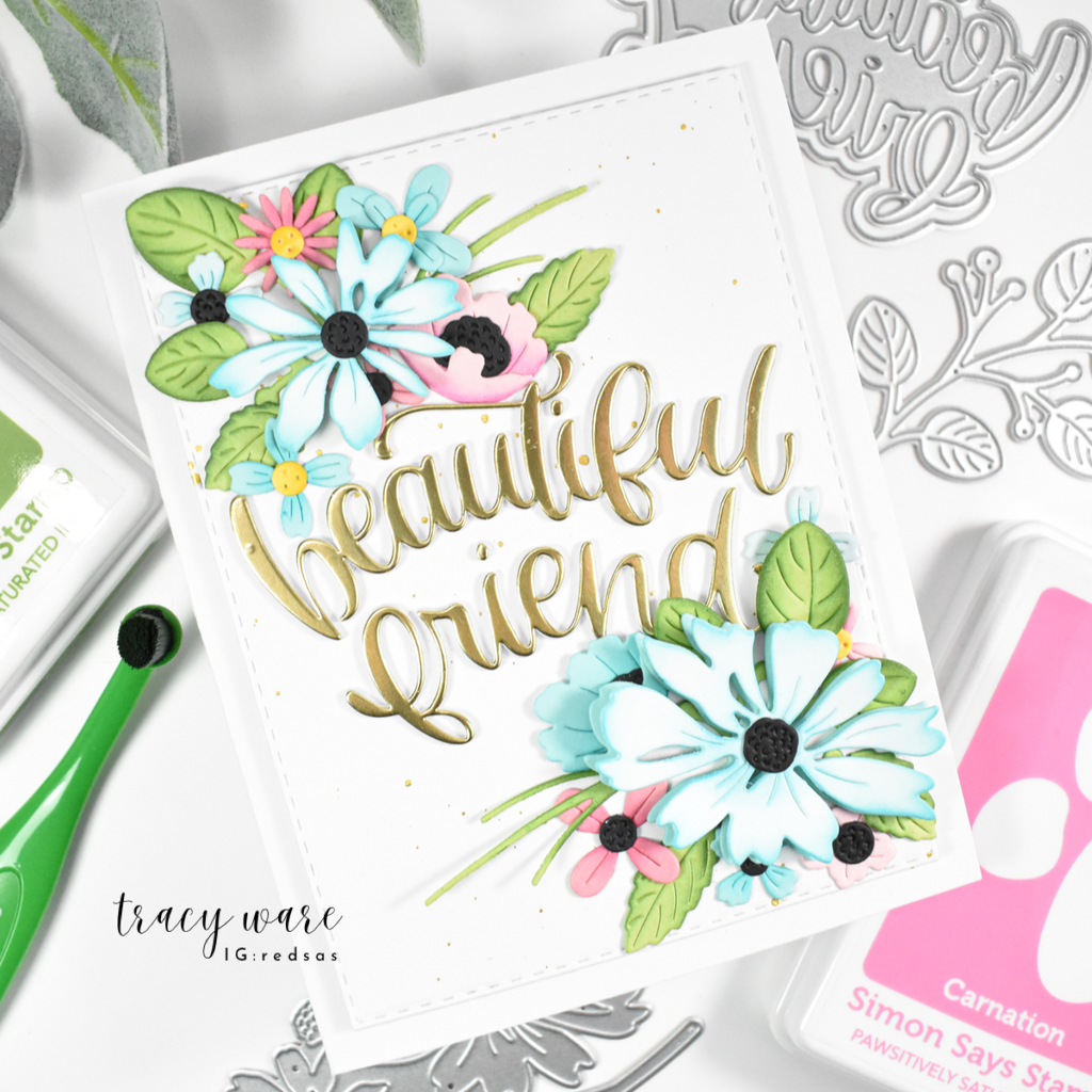Simon Says Stamp Country Basket Bouquet Wafer Dies s1130 Beautiful Moments Friend Card