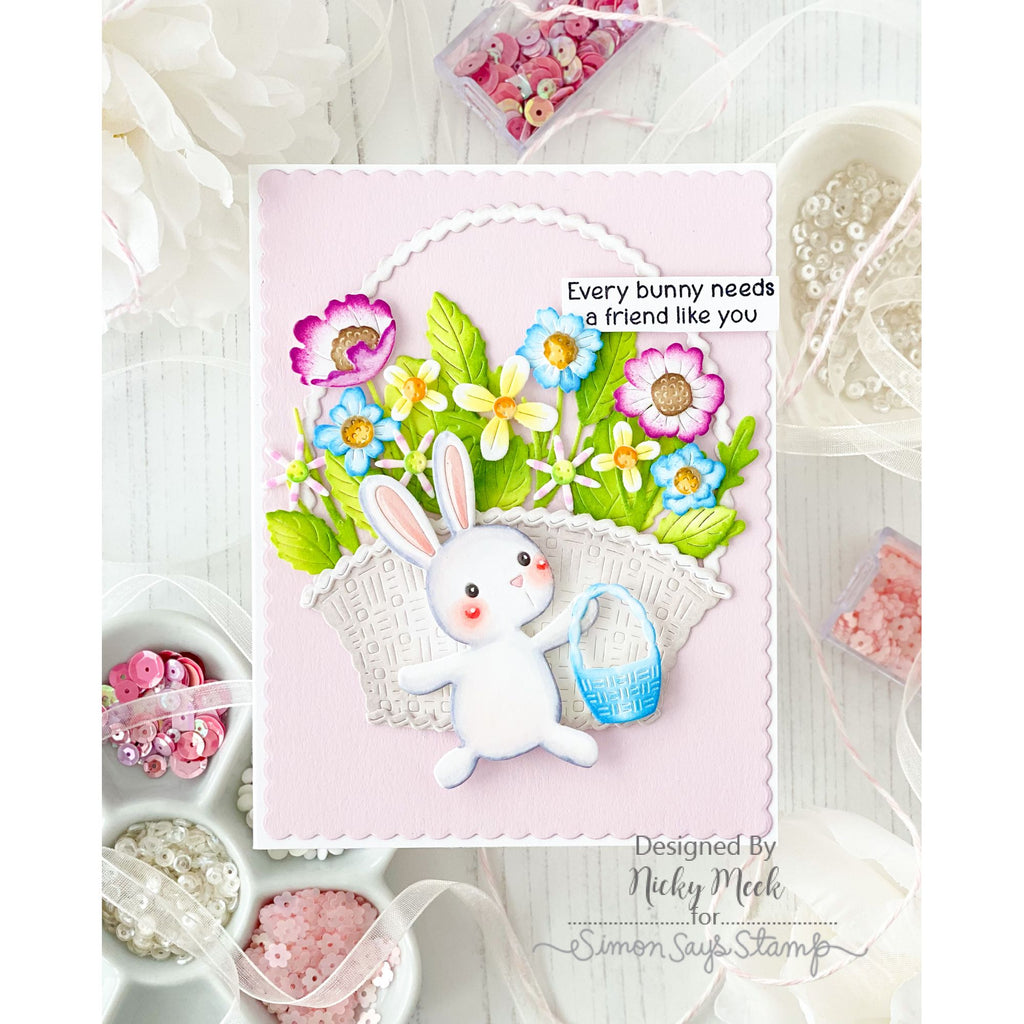 Simon Says Stamp Country Basket Bouquet Wafer Dies s1130 Beautiful Moments Easter Card