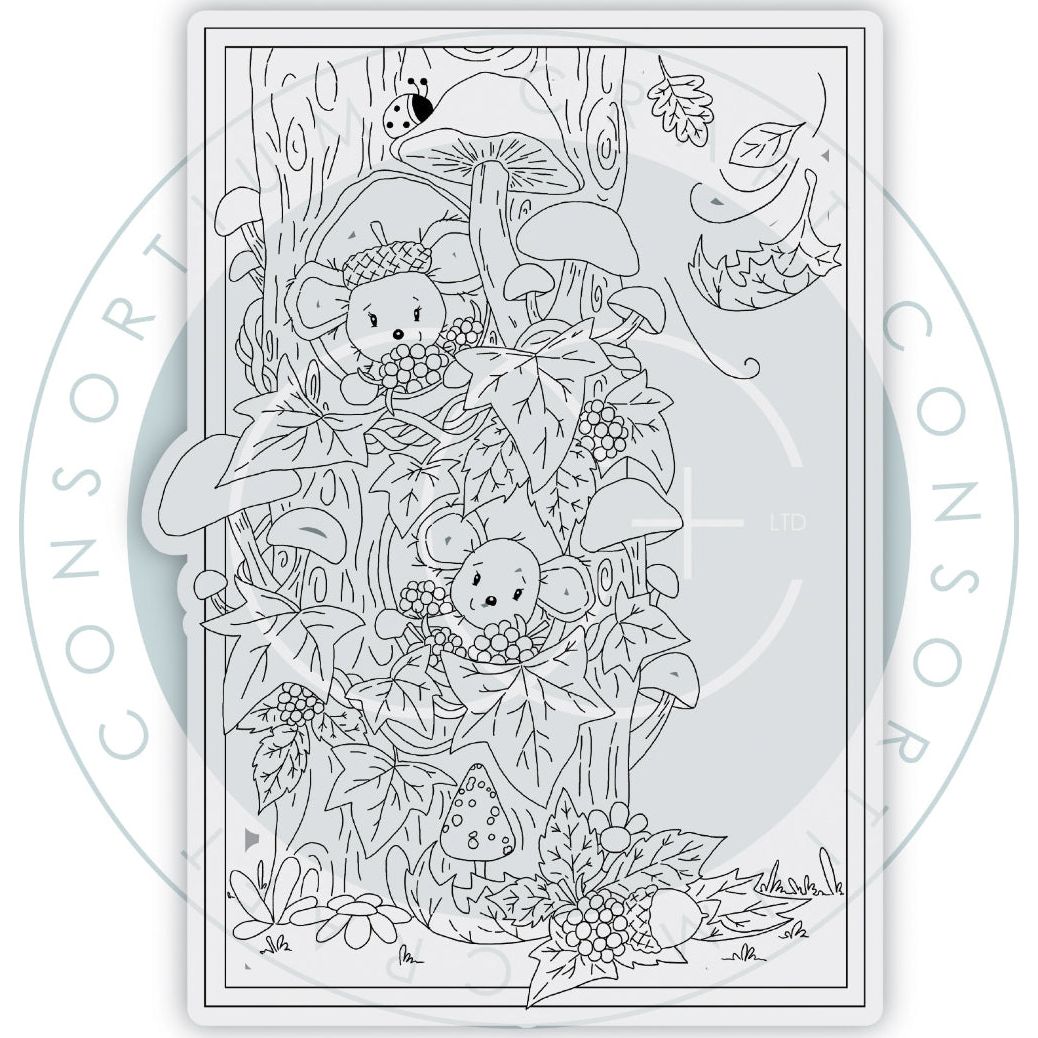 Craft Consortium Tales From Oak Wood Mice Tree Clear Stamps cclstmp001 image 1