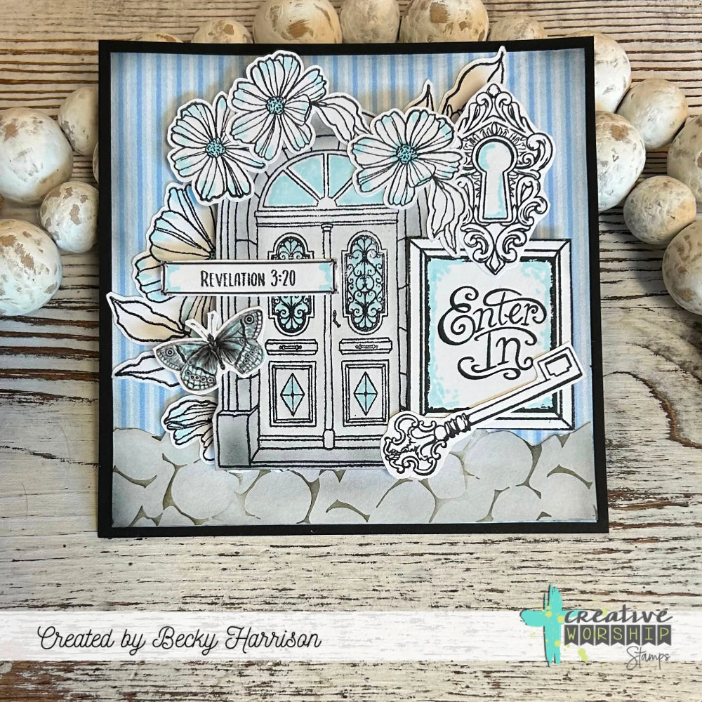Creative Worship Christ Is The Key Clear Stamps And Dies Bundle Floral Enter In Butterfly Key Card