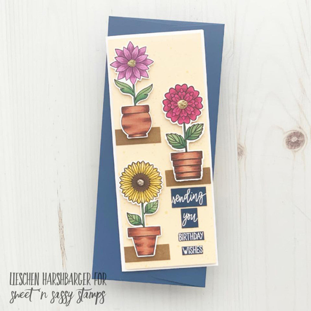 Creative Worship Pretty Potted Florals Dies cwsd-273 Lieschen Harshbarger Card