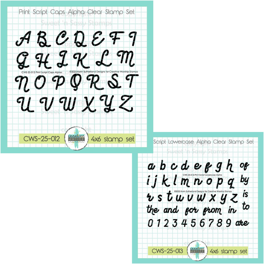 Creative Worship Print Script Alpha Clear Stamps Bundle
