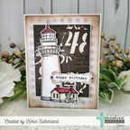 Creative Worship Safe Harbor Clear Stamps And Dies Bundle Happy Birthday Lighthouse card by Korin Sutherland