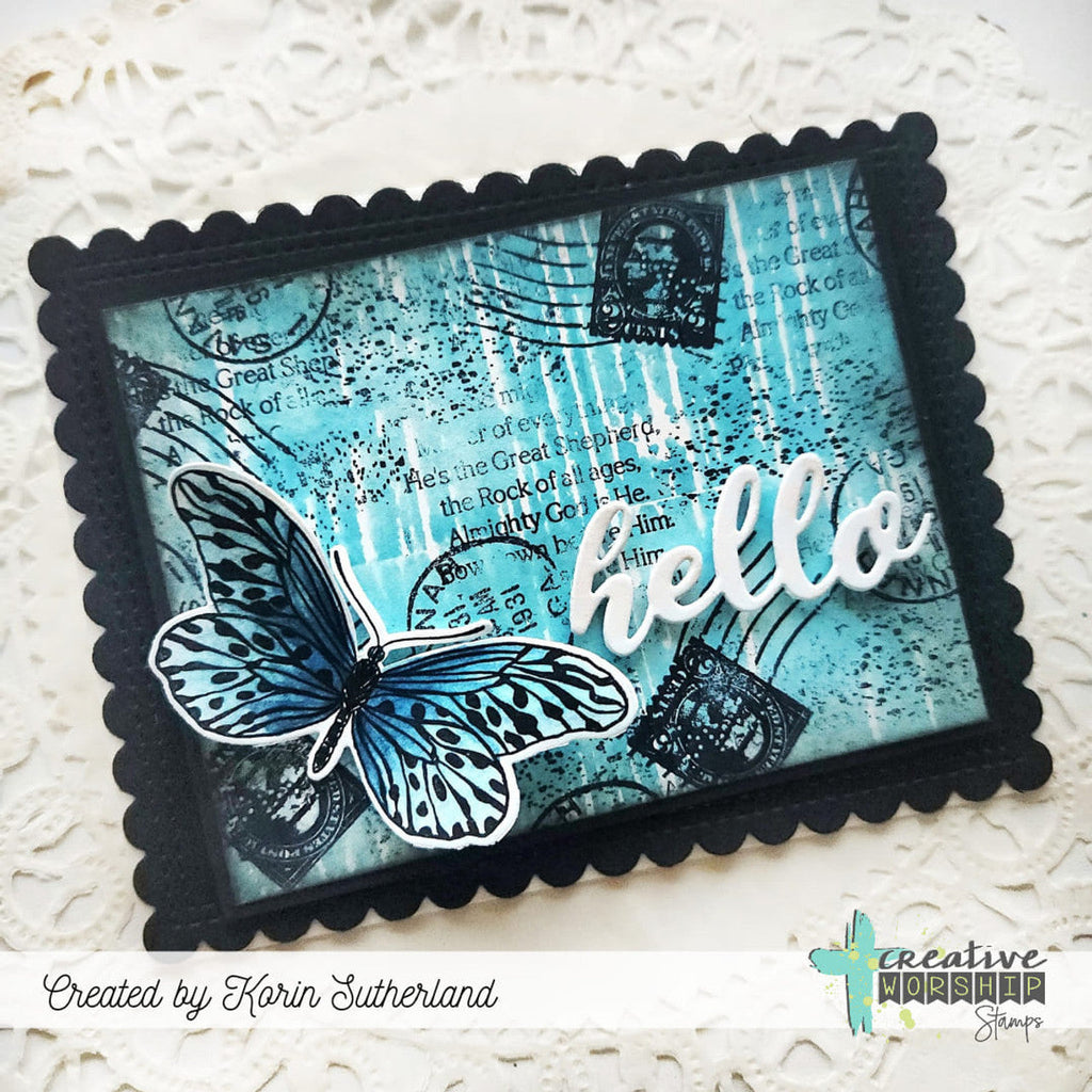 Creative Worship Texture Tiles 12 Clear Stamps cws-25-002 Hello Card