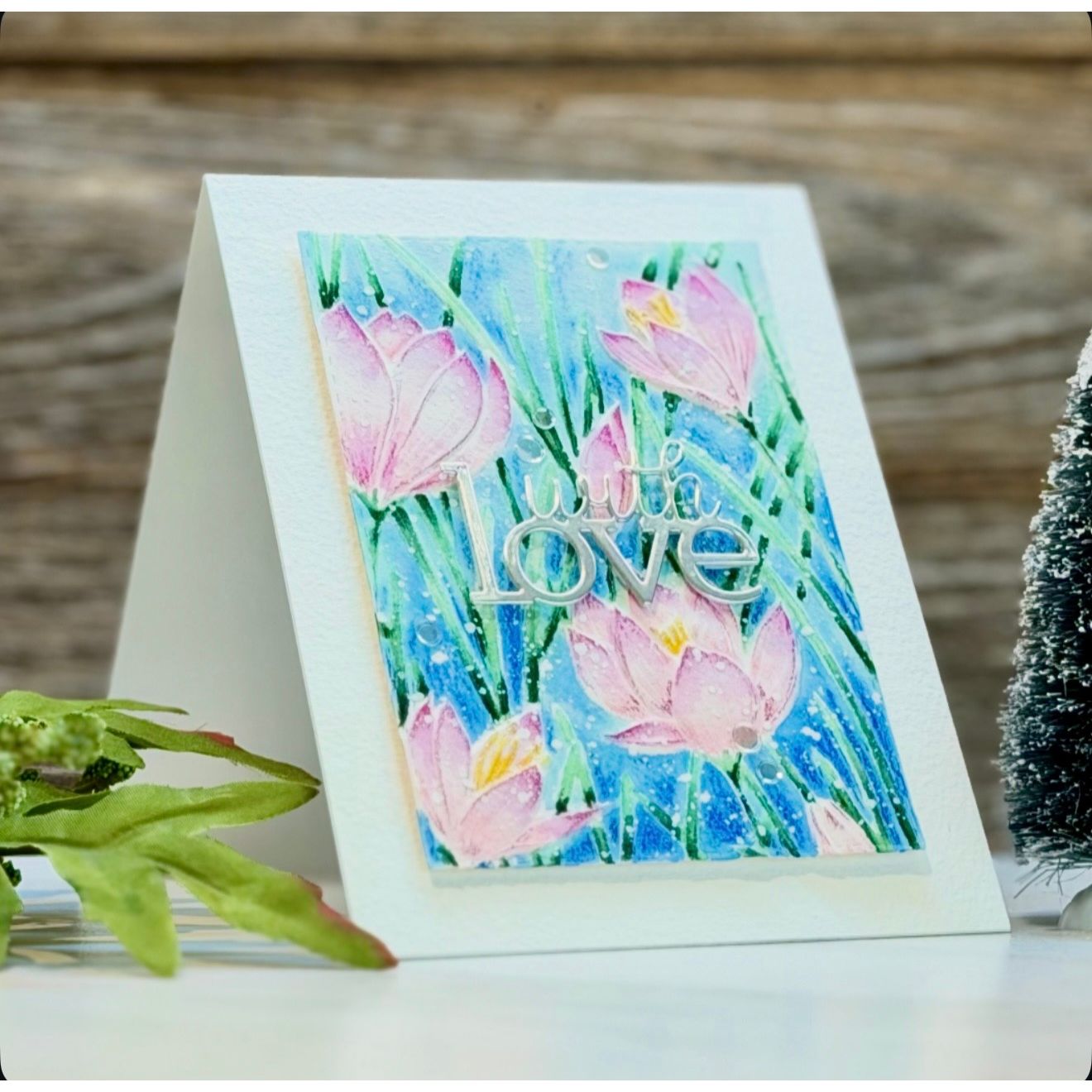 Simon Says Stamp Embossing Folder Crocus Field sf607 Beautiful Moments With Love Card