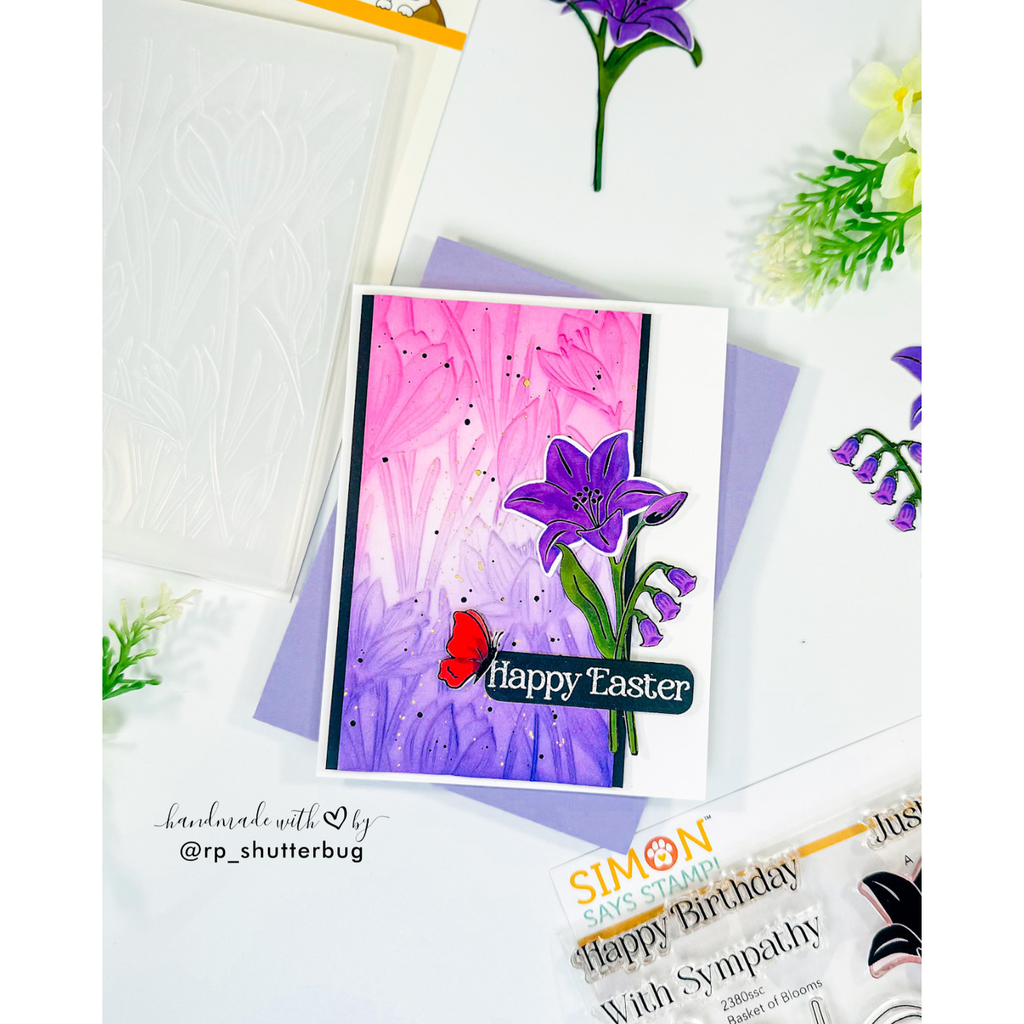 Simon Says Stamp Embossing Folder Crocus Field sf607 Beautiful Moments Easter Card