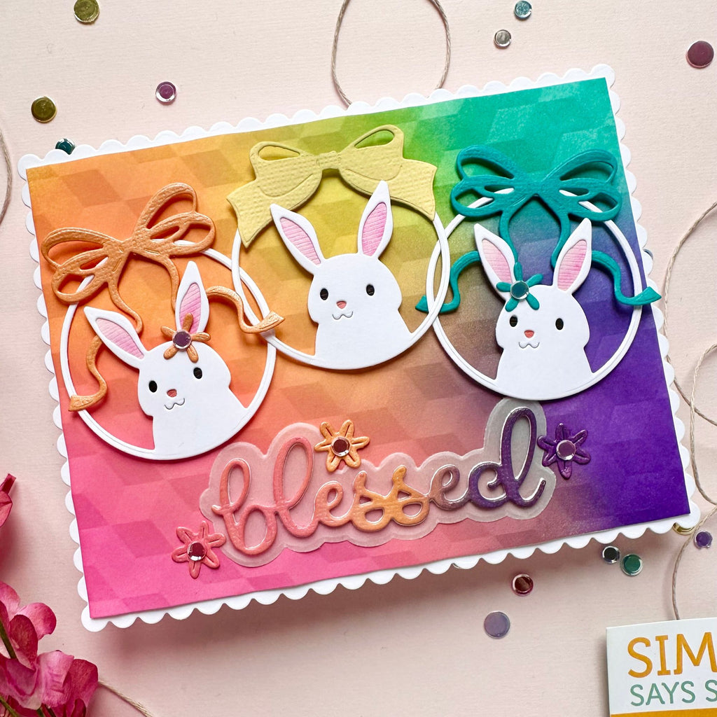 Simon Says Stamp Embossing Folder Cubical Illusion sf469 Rain or Shine Easter Card