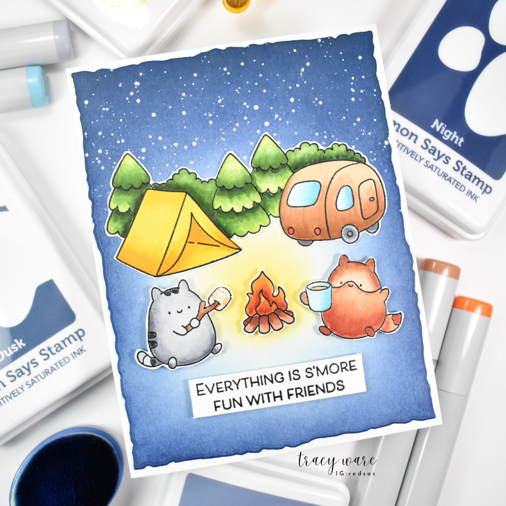 Simon Says Stamp Cute Campers Wafer Dies 1376sdc Happy Camper Friend Card | color-code:ALT06