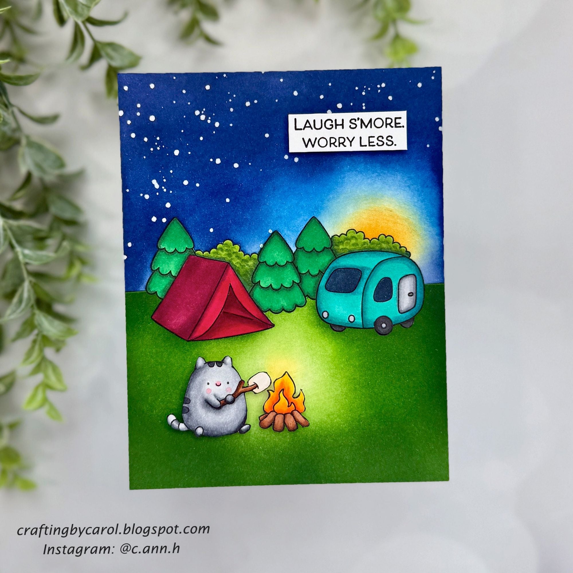 Simon Says Stamps and Dies Cute Campers set1024cc Happy Camper Laugh More Card